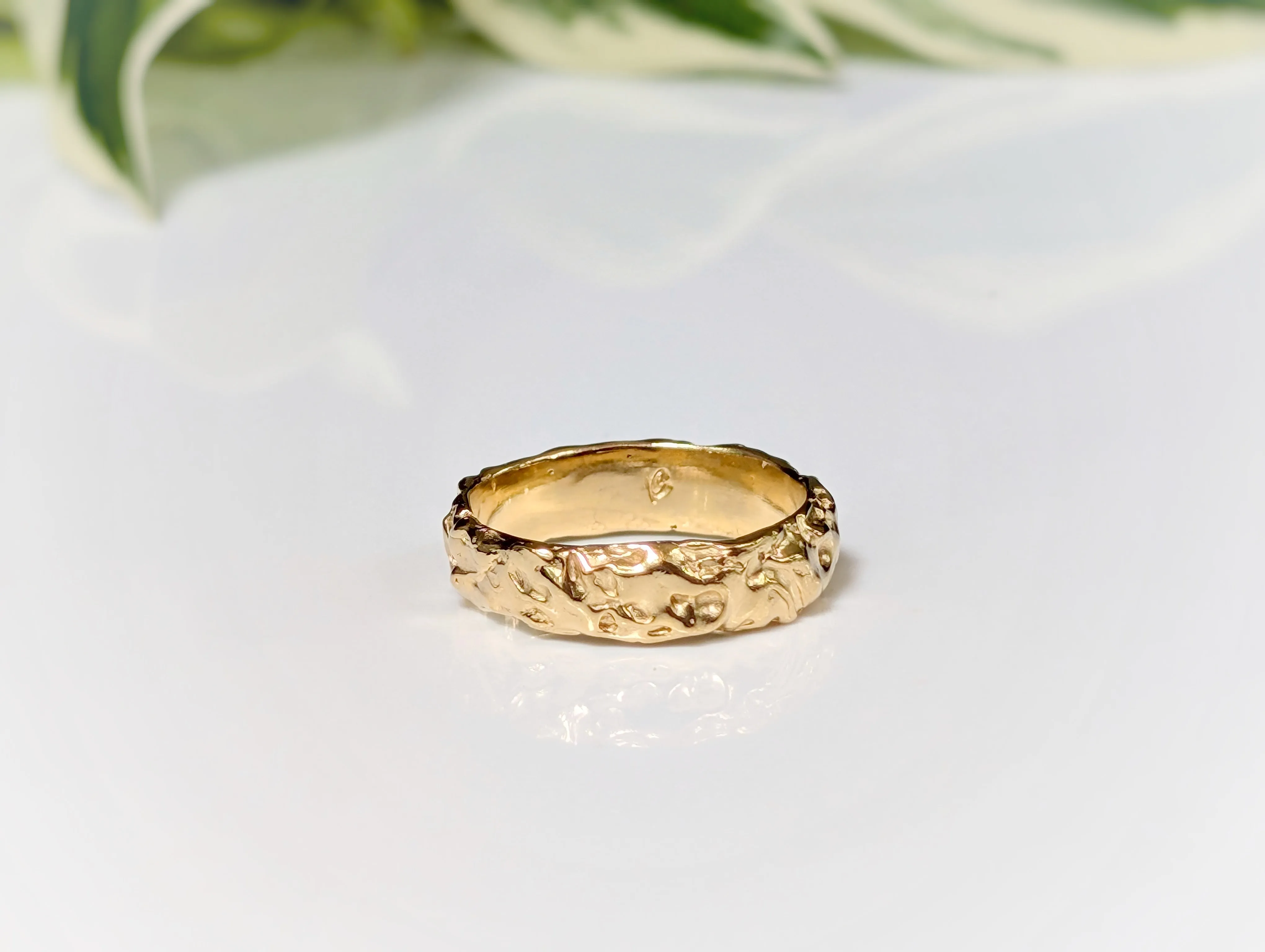 Gold Rustic wedding band for men