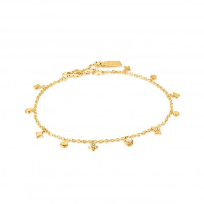 Gold Star Mother Of Pearl Drop Anklet F034-01G