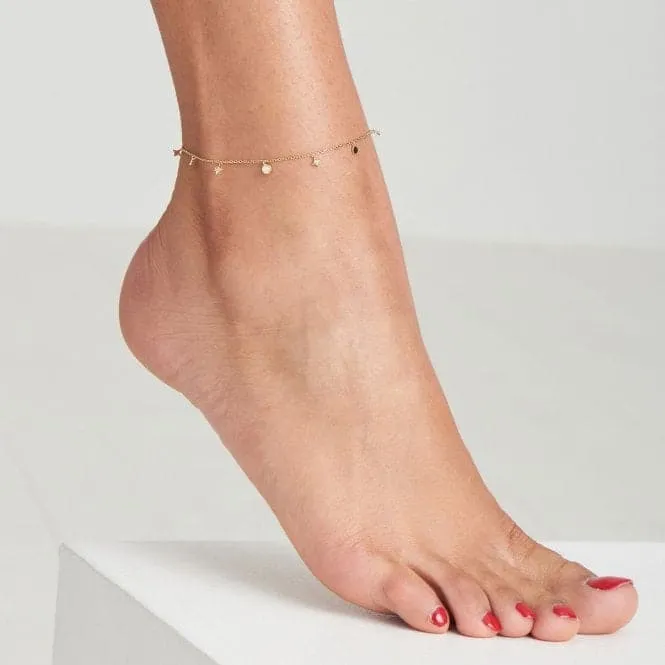 Gold Star Mother Of Pearl Drop Anklet F034-01G