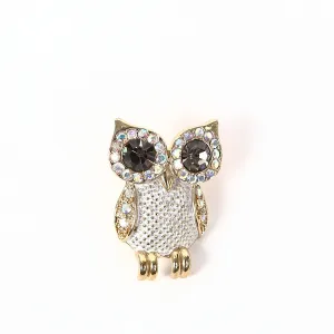 Gorgeous Sparkly Diamante Golden Owl Brooch