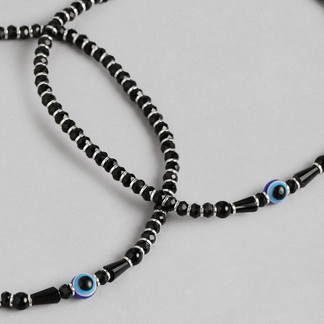 Guardian Evil Eye Beaded Silver-Plated 925 Sterling Silver Anklet