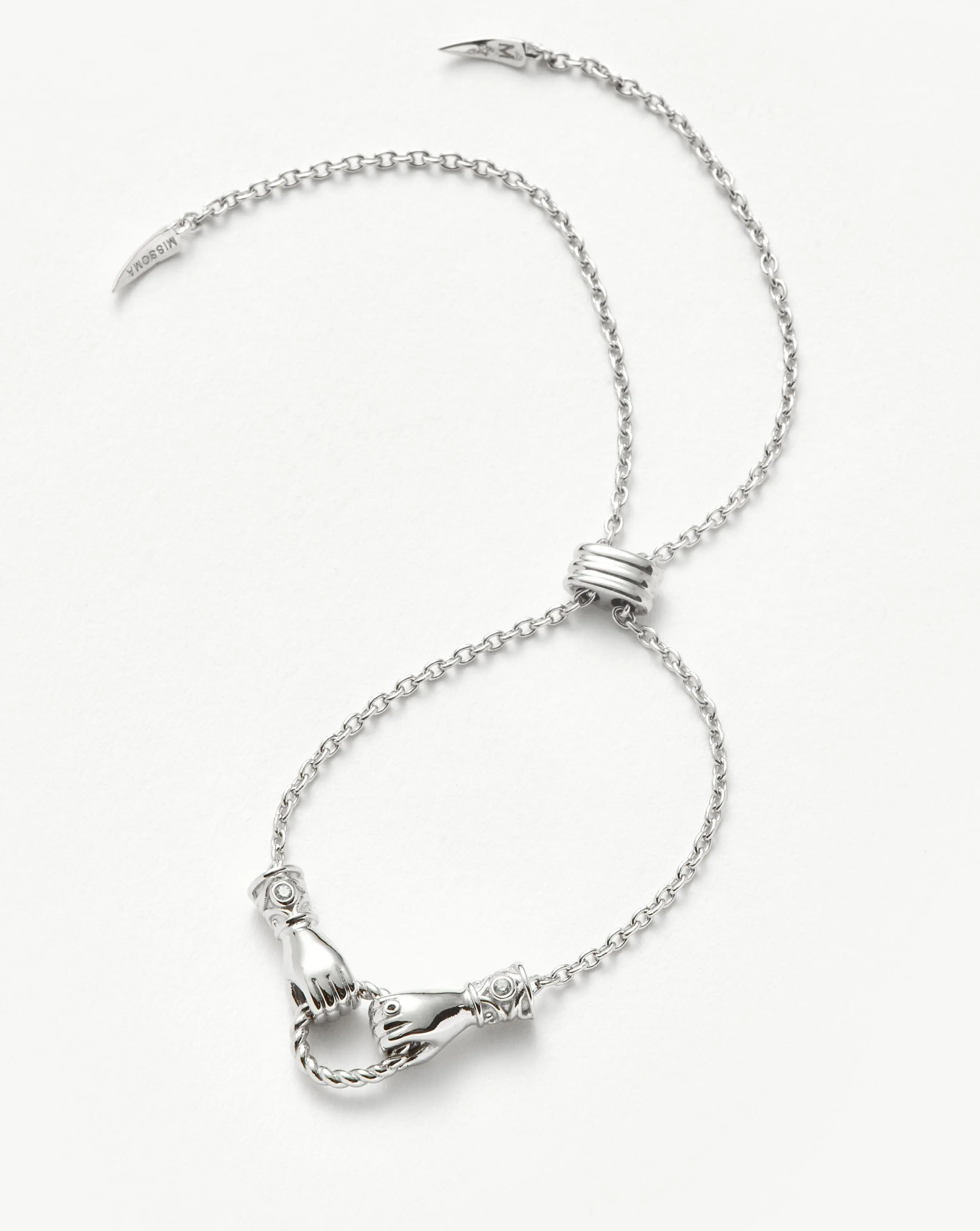 Harris Reed In Good Hands Slider Bracelet | Silver Plated/Cubic Zirconia