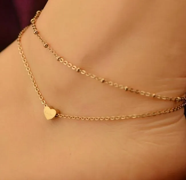 Heart Anklet Double Layer Chain Anklet For Women