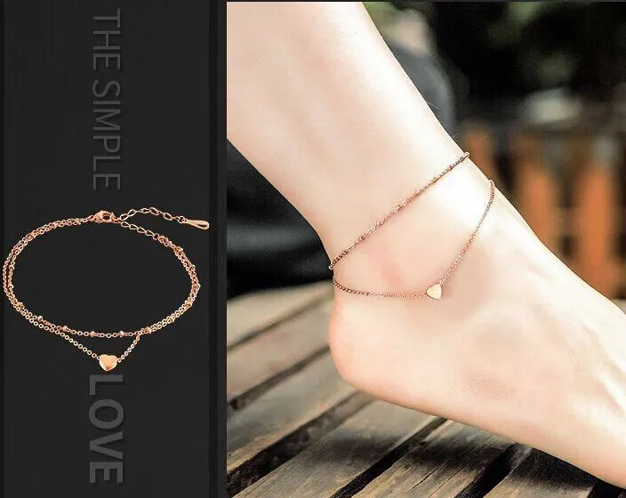 Heart Anklet Double Layer Chain Anklet For Women