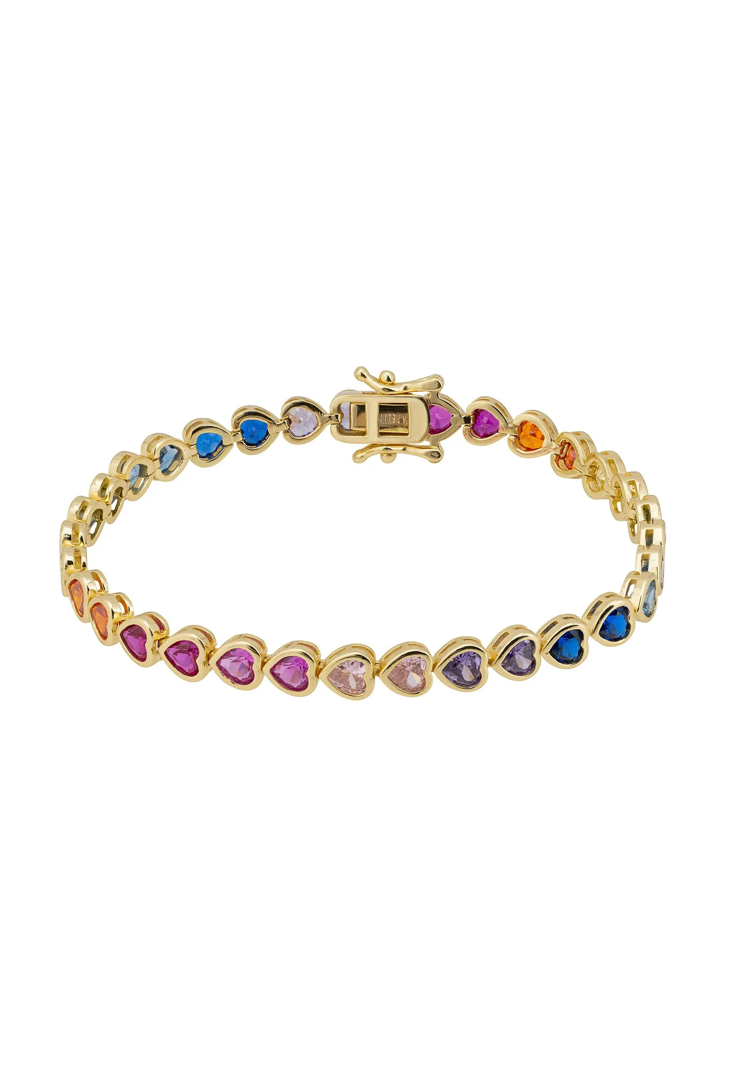 Heart Garland Tennis Bracelet Multicoloured Gold