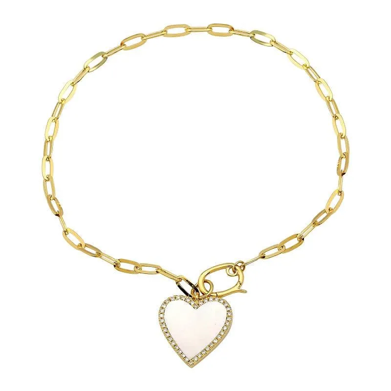 Heart Stone Charm Paper Link Bracelet