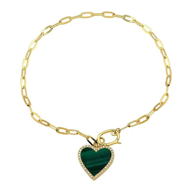 Heart Stone Charm Paper Link Bracelet