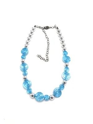 Ice Blue Spiral Glow Marco Necklace