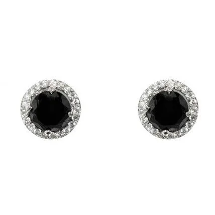 Isla Black Round Halo CZ Stud Earrings - 5mm | 0.75ct