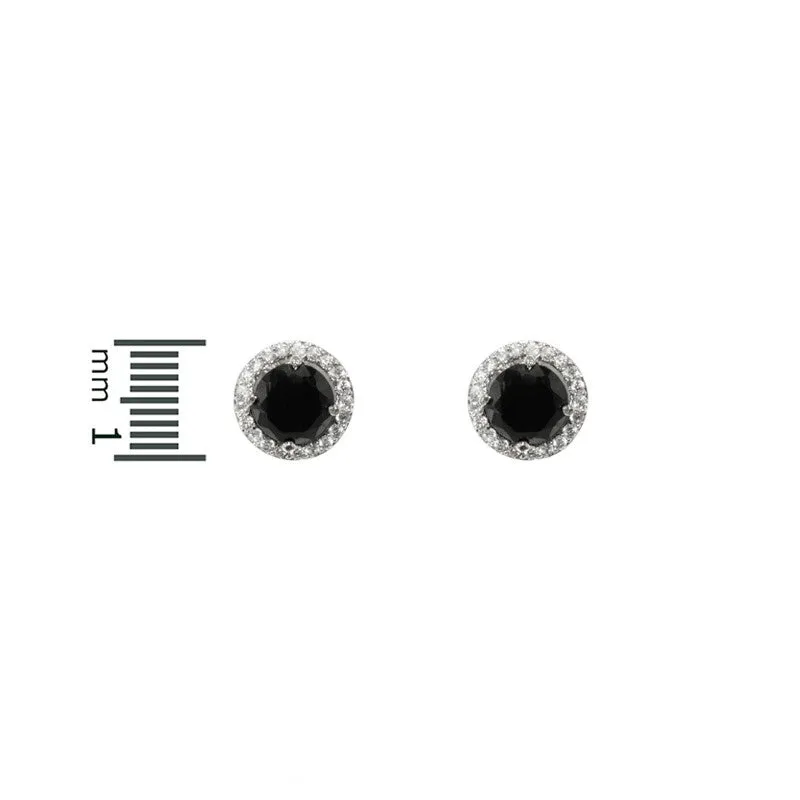 Isla Black Round Halo CZ Stud Earrings - 5mm | 0.75ct