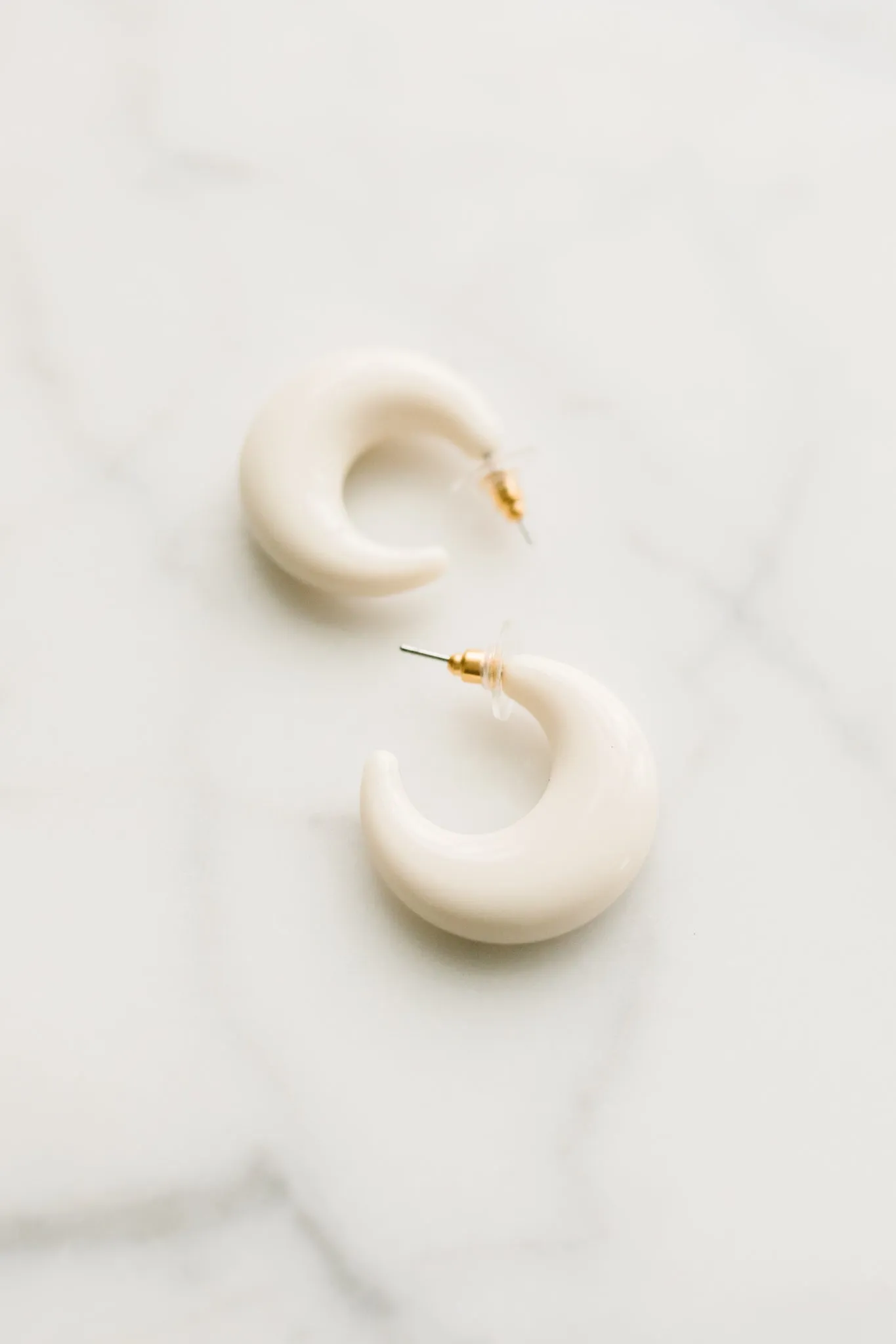 Ivory Crescent Hoop Earrings