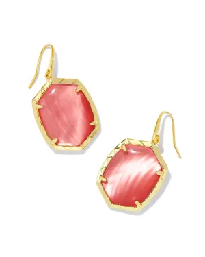 Kendra Scott Daphne Gold Drop Earrings in Coral Pink Mother of Pearl