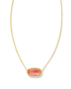 Kendra Scott Elisa Gold Pendant Necklace in Coral Pink Mother of Pearl