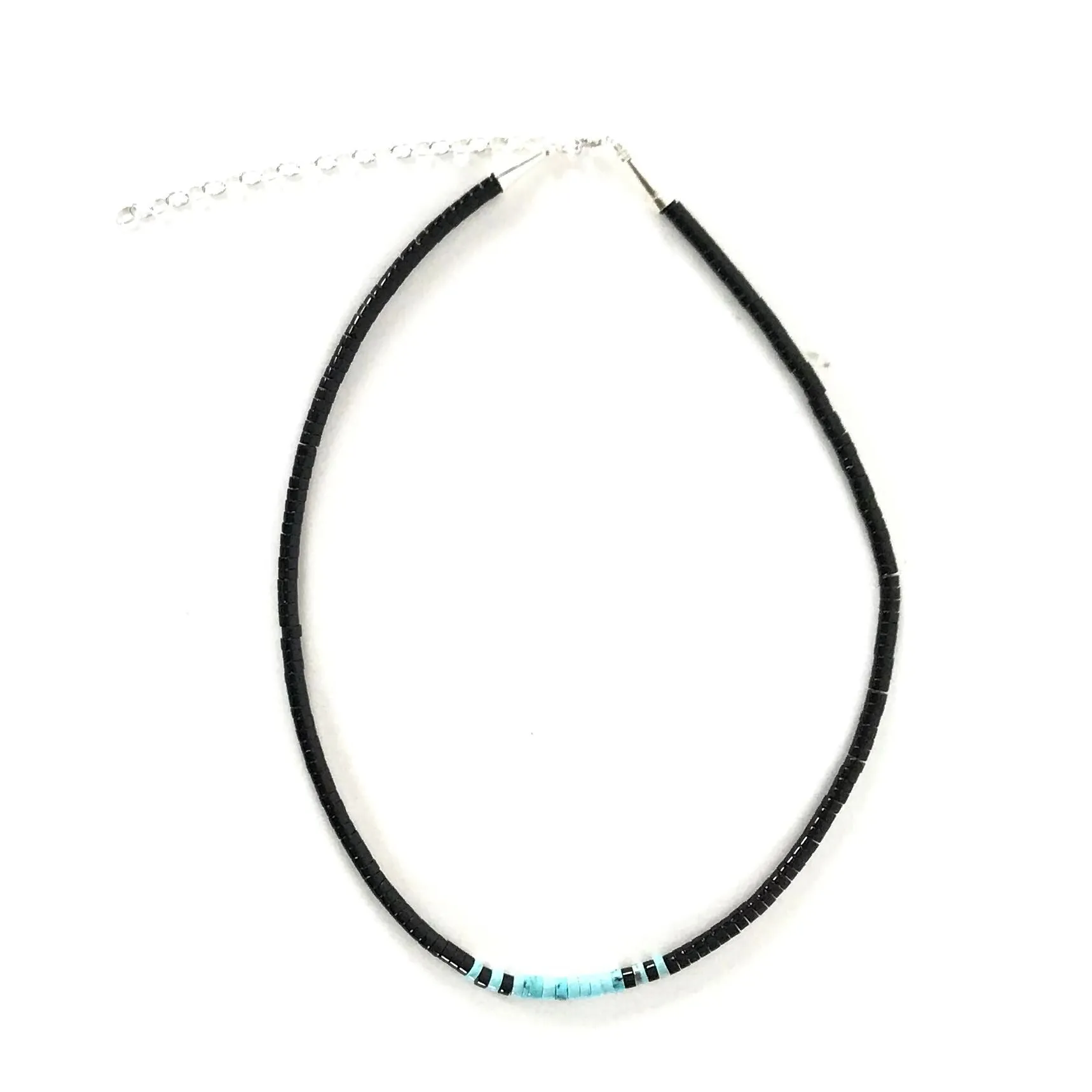 Kevin Ray Garcia Black Jet and Blue Turquoise Heishi Necklace