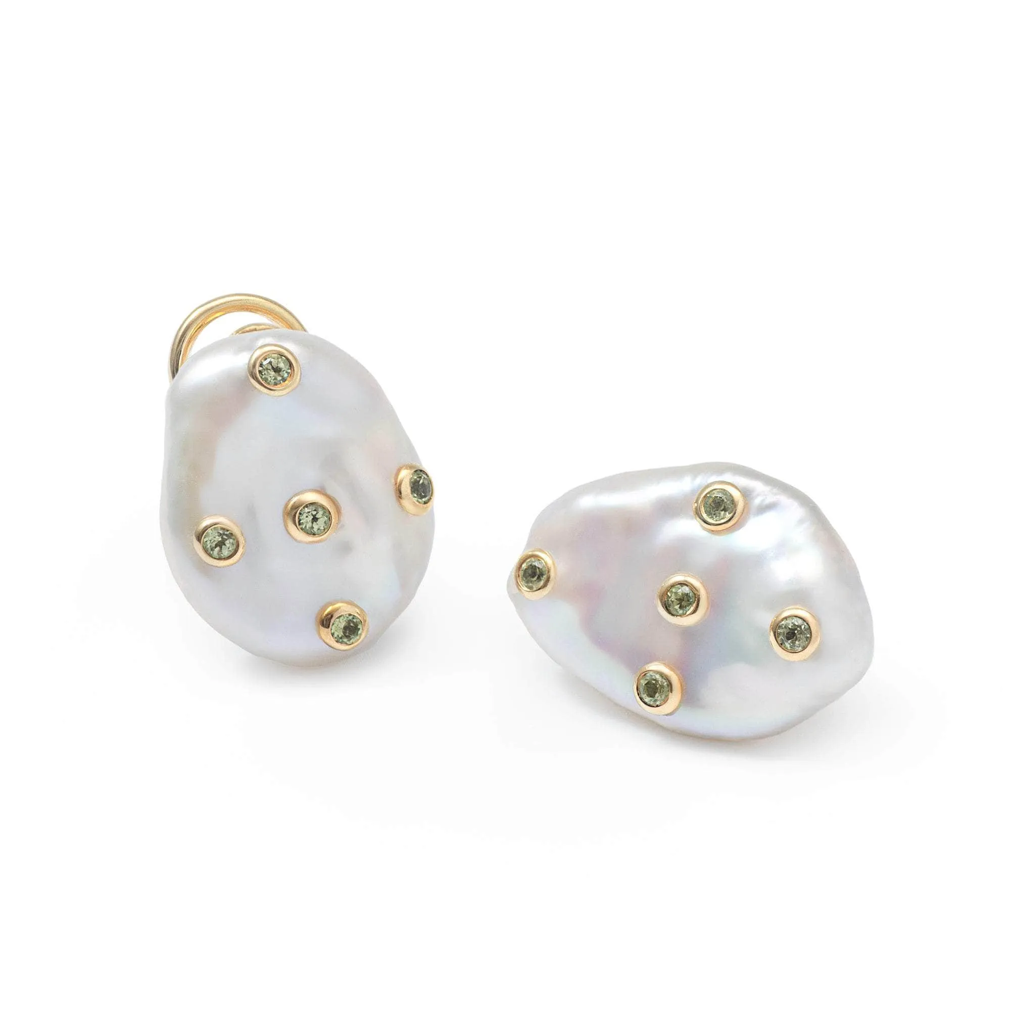 Kirei Baroque Pearl and Peridot Earrings