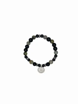 Labradorite, Onyx Coin Bracelet