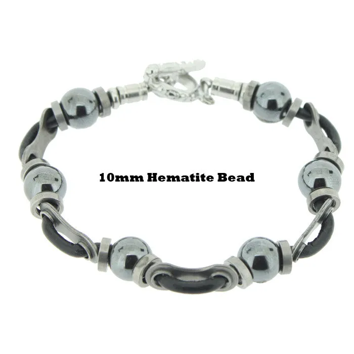 Leather Link & Bead Bracelet - Wholesale