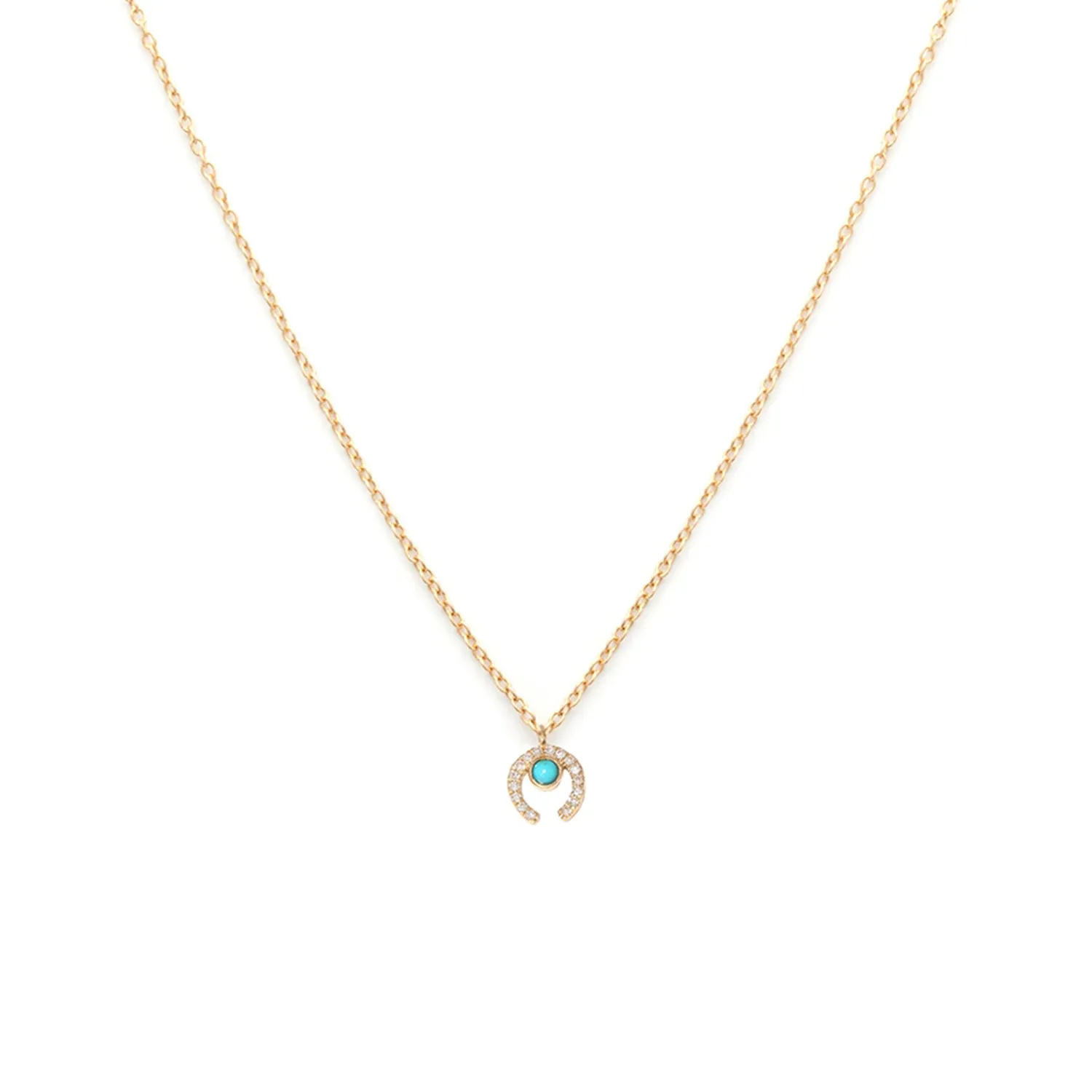 Luck Necklace | 14k Gold, Turquoise & Diamond