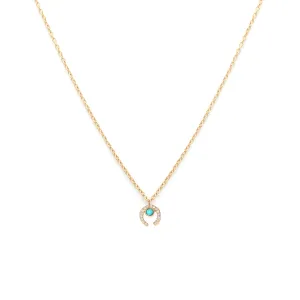 Luck Necklace | 14k Gold, Turquoise & Diamond