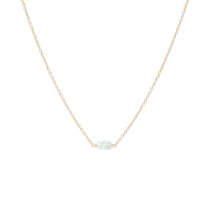 March Birthstone Three Gem Necklace with Faceted Aquamarine