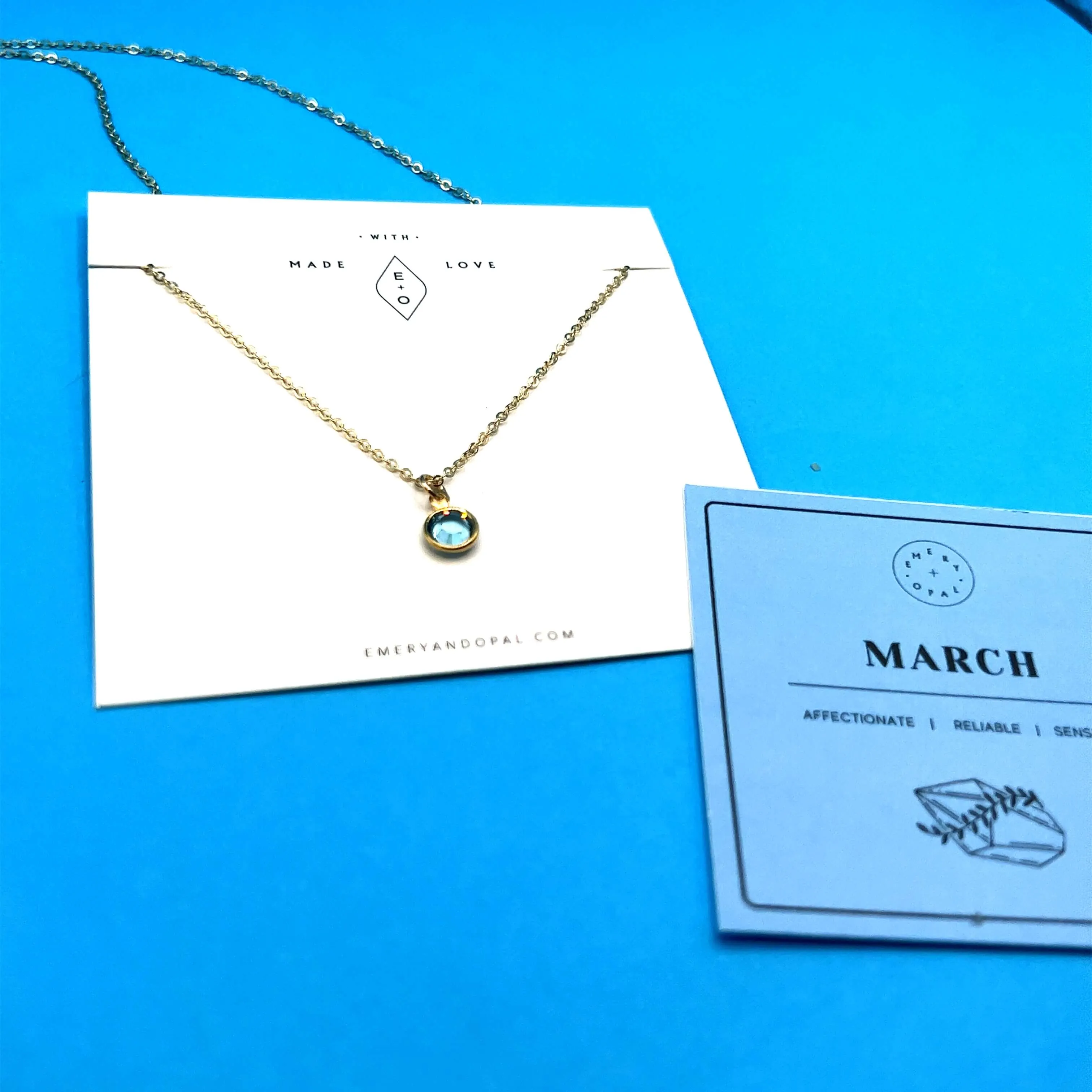 March Swarovski Birthstone Necklace - 14k Gold-Filled