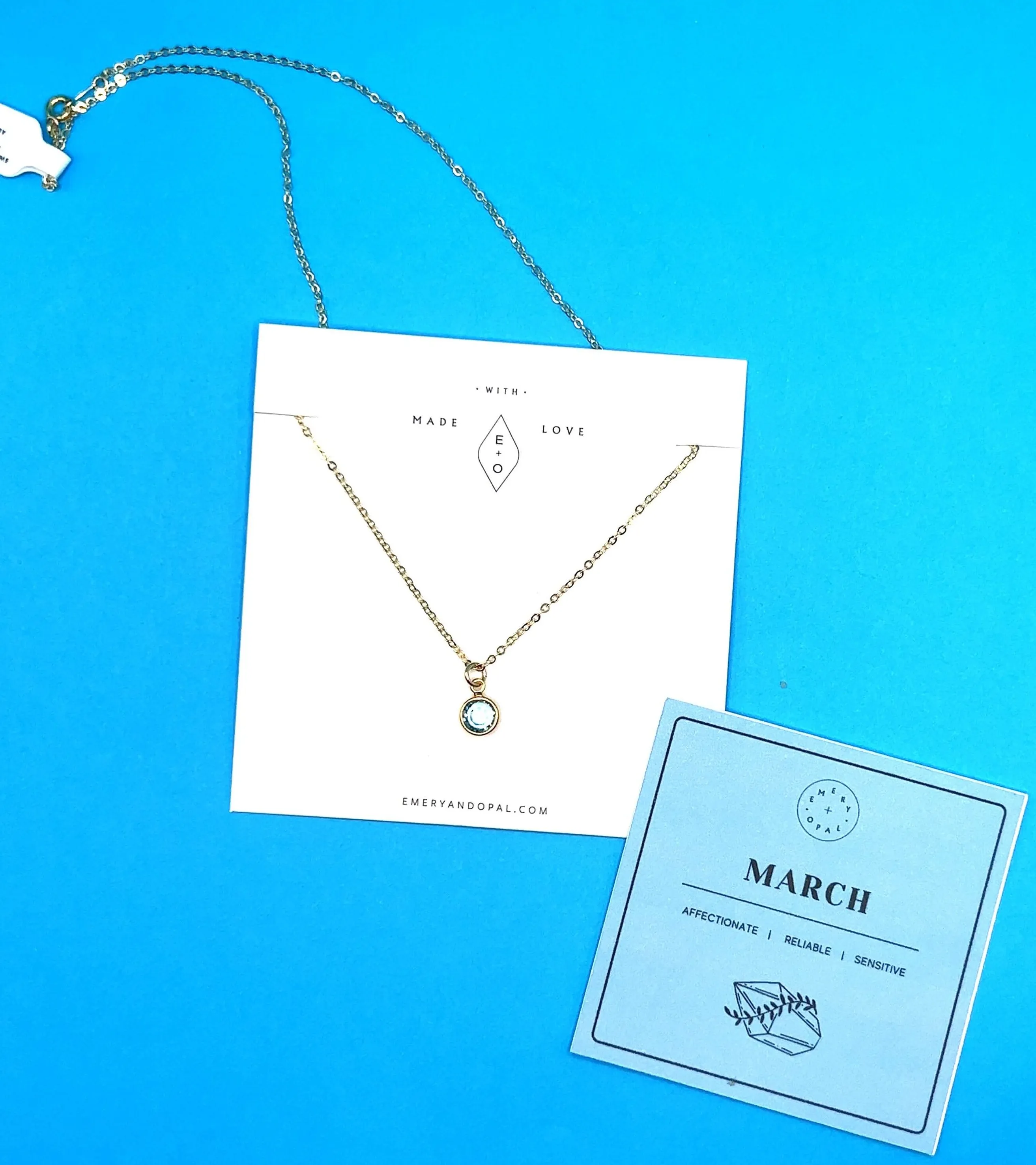 March Swarovski Birthstone Necklace - 14k Gold-Filled