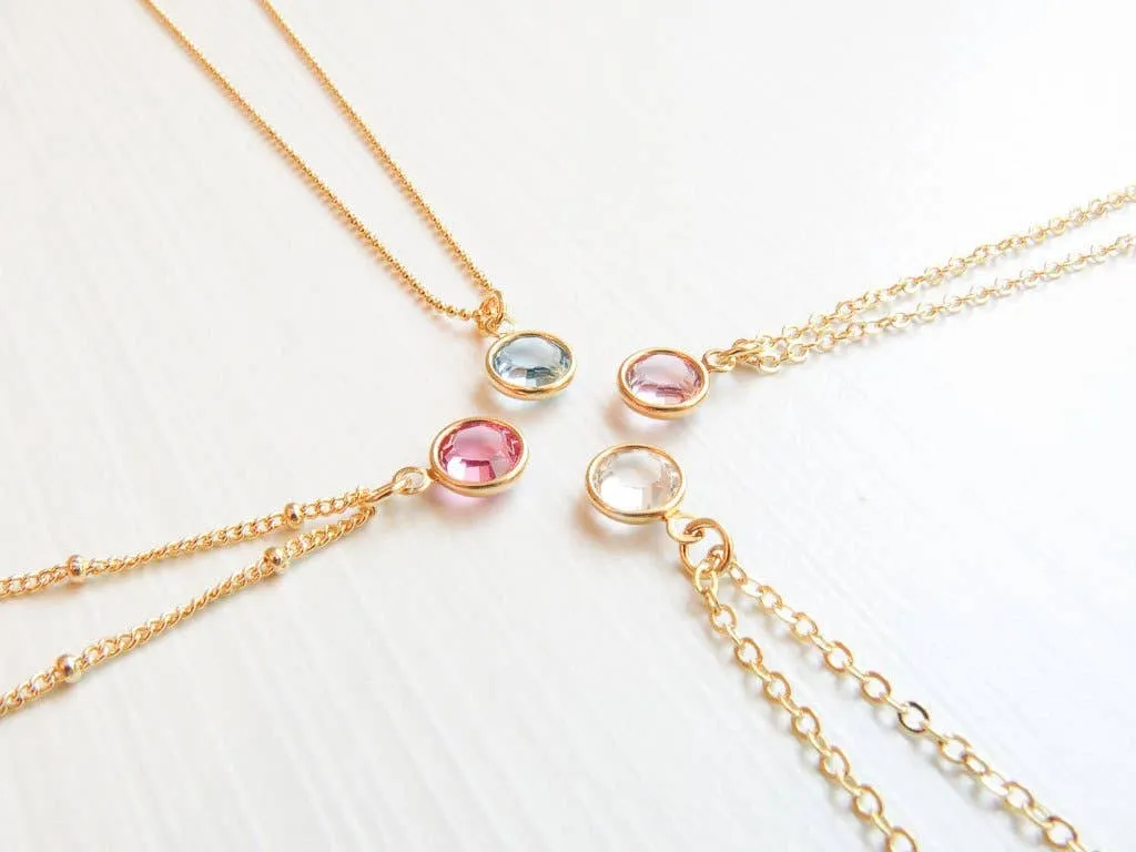 March Swarovski Birthstone Necklace - 14k Gold-Filled