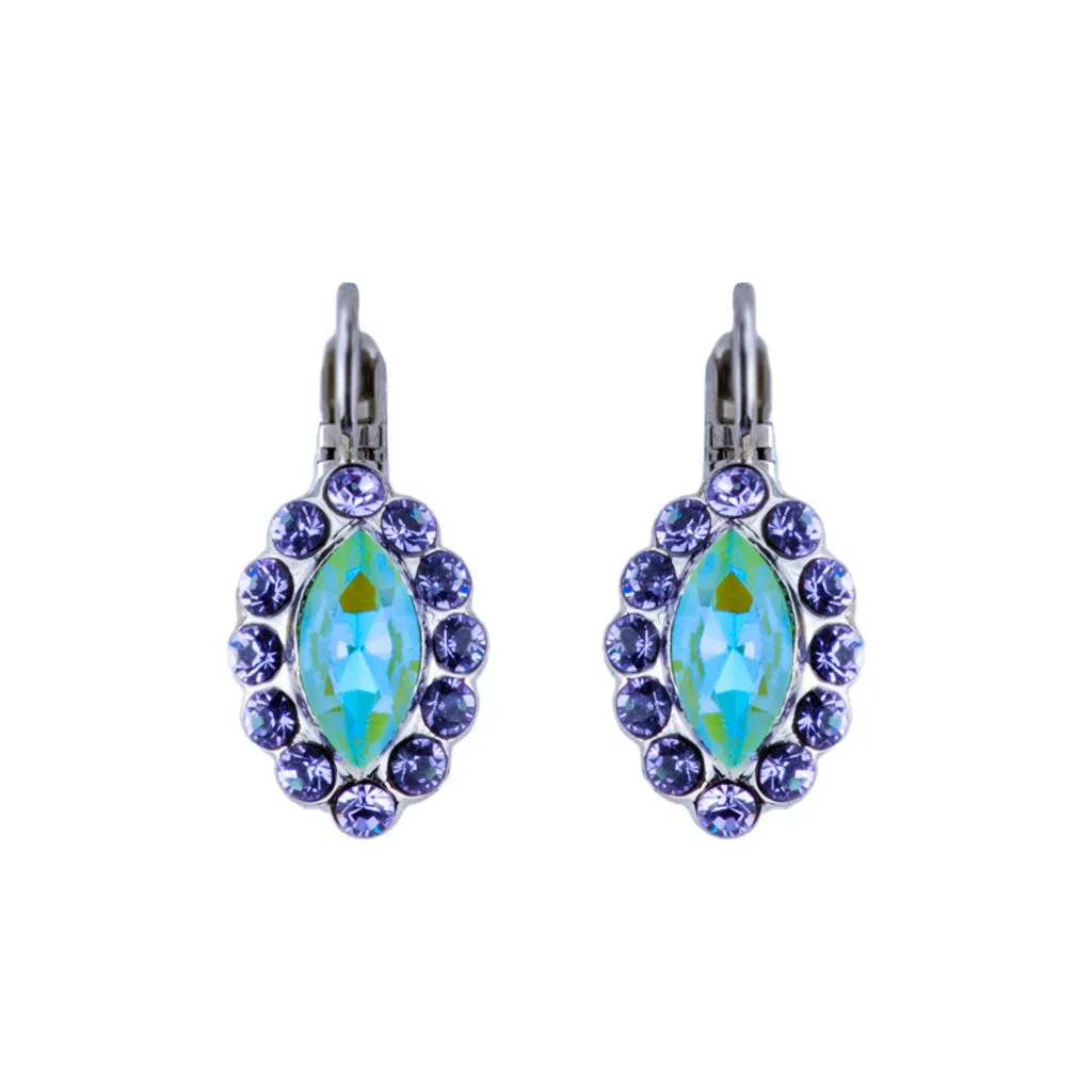 Marquise Halo Leverback Earrings in "Mint Chip" *Custom*