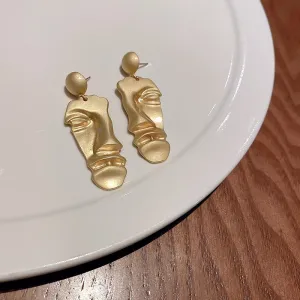 Matte Gold Face Earrings