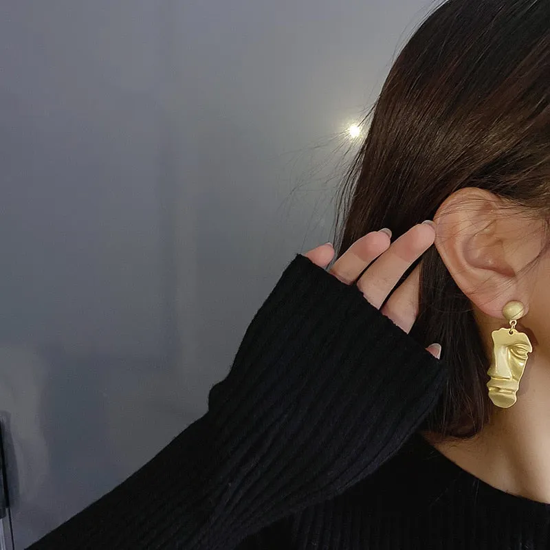 Matte Gold Face Earrings