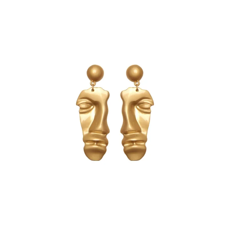 Matte Gold Face Earrings