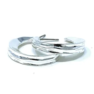 Medium Silver Stud Hoop Earrings