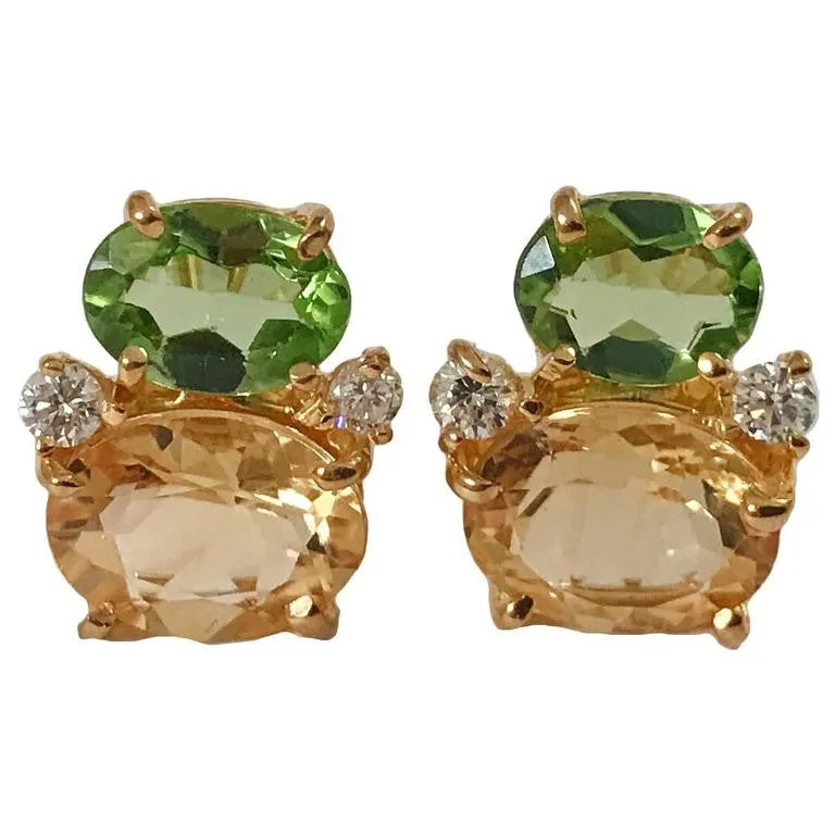 Mini GUM DROP™ Peridot and Citrine and Diamond Earrings