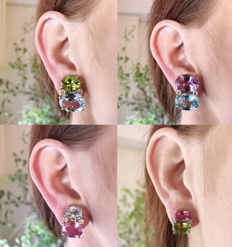 Mini GUM DROP™ Peridot and Citrine and Diamond Earrings