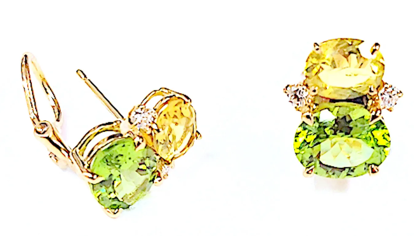 Mini GUM DROP™ Peridot and Citrine and Diamond Earrings