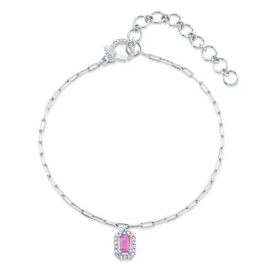 MINI ME PINK SAPPHIRE & DIAMOND HALO DROP ANKLET