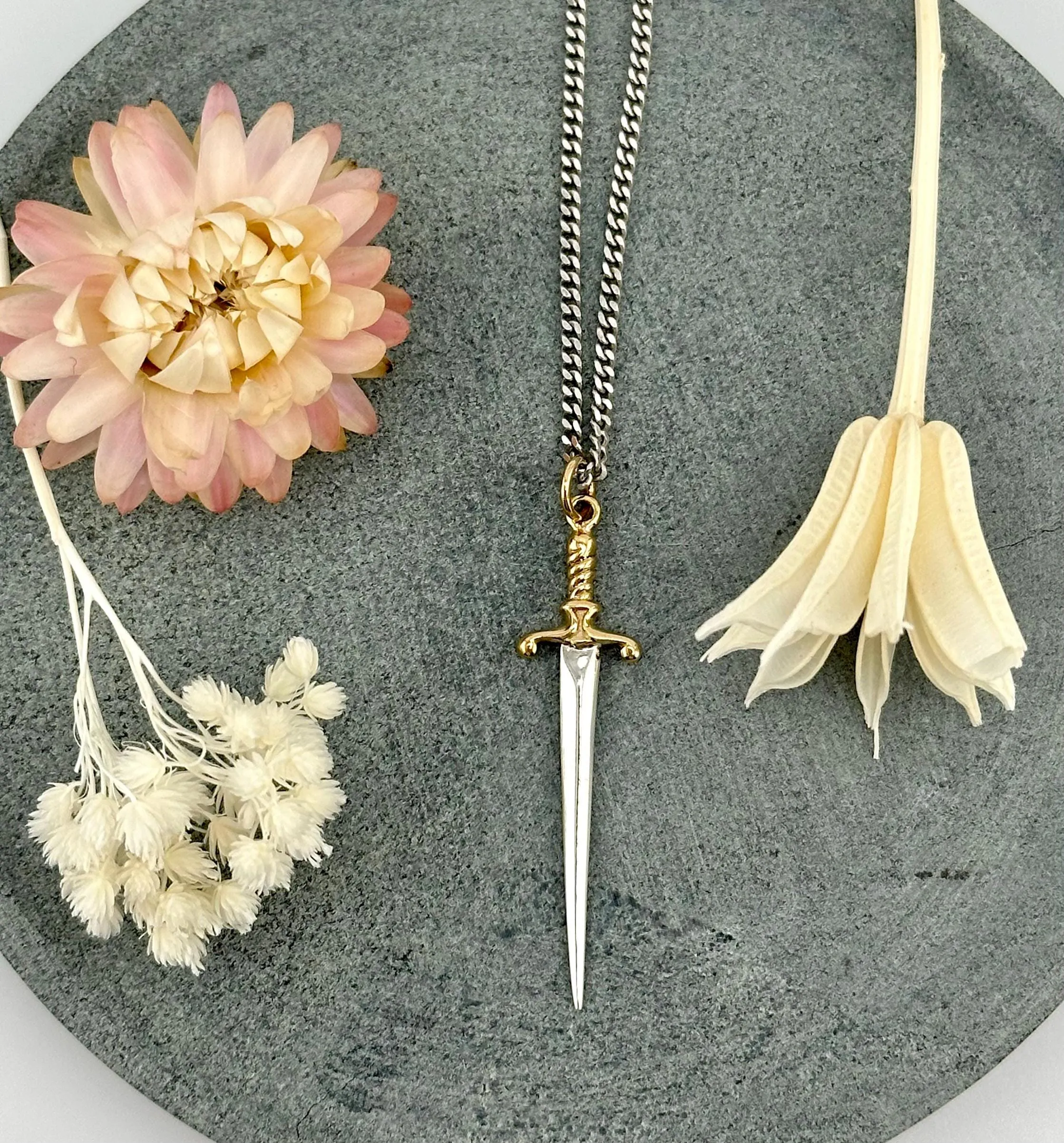 Mixed Metal Dagger Necklace - Large