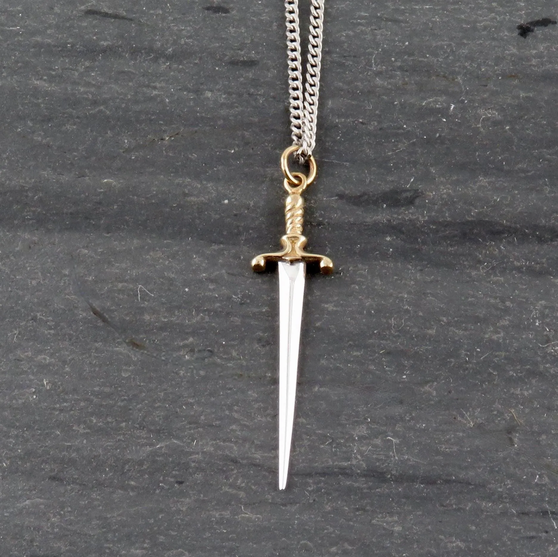 Mixed Metal Dagger Necklace - Large