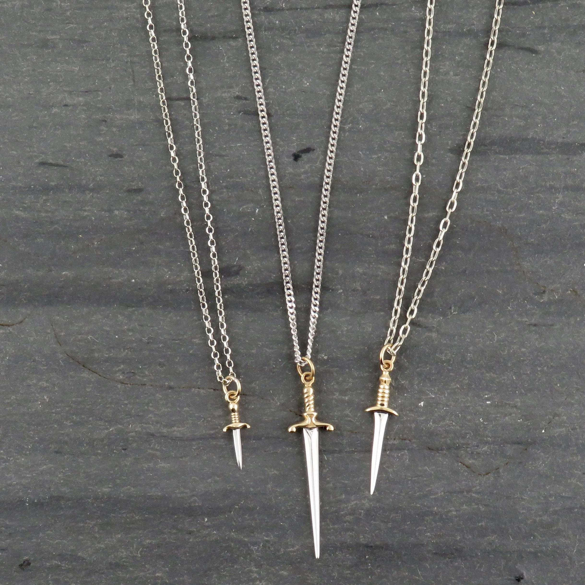 Mixed Metal Dagger Necklace - Large