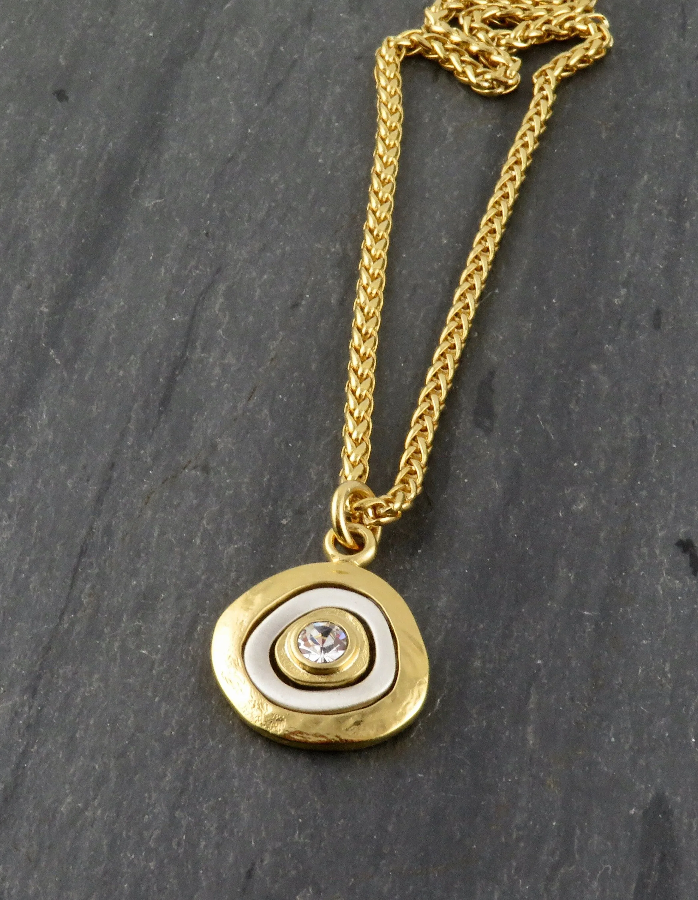 Mixed Metal Gold Medallion Necklace - Small