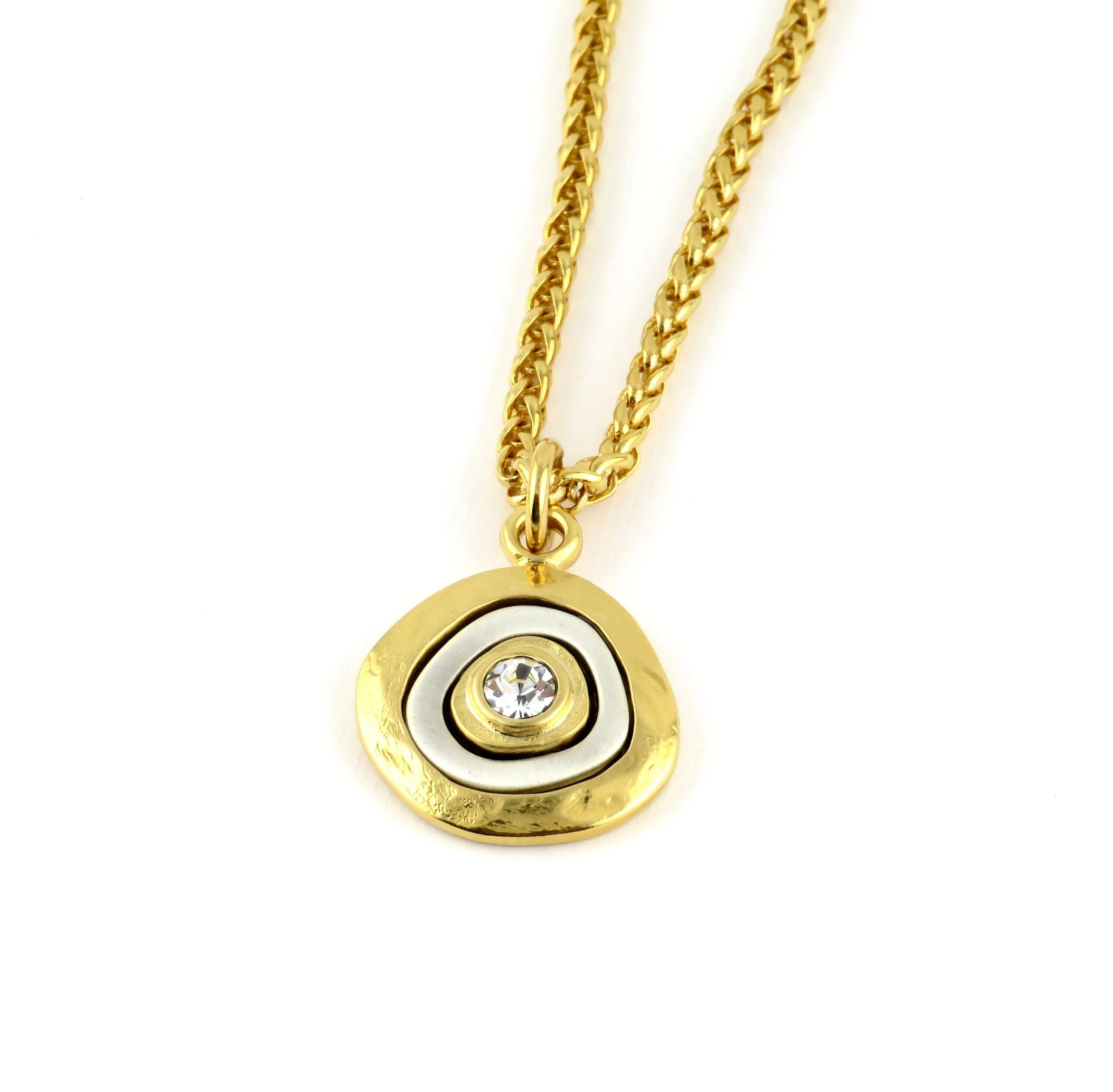 Mixed Metal Gold Medallion Necklace - Small