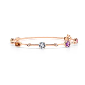 Multi coloured gemstones 18k rose gold bracelet