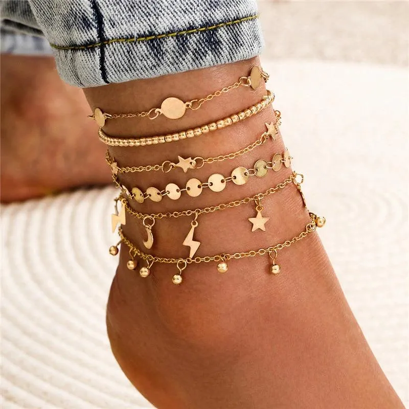 Multilayer Beaded Chain Anklet Bracelets