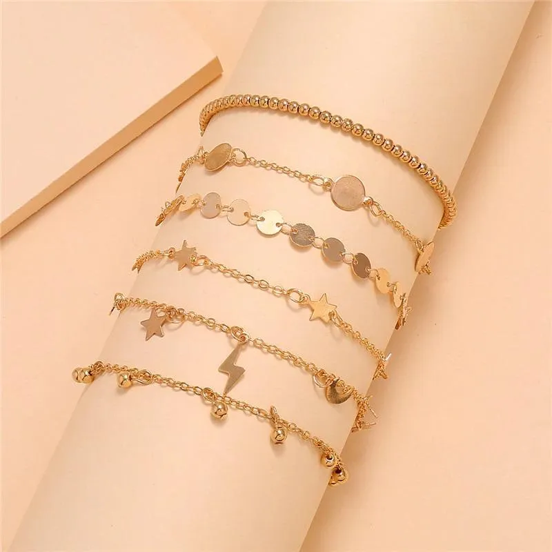 Multilayer Beaded Chain Anklet Bracelets