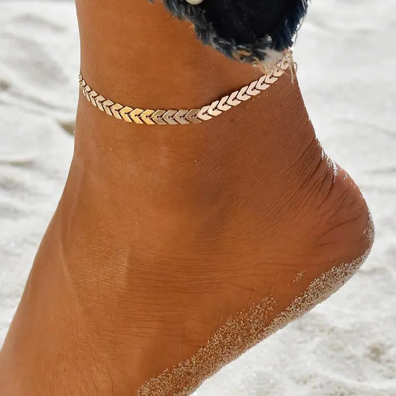 Multilayer Beaded Chain Anklet Bracelets