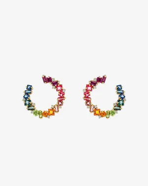 Nadima Rainbow Midi Spiral Hoops