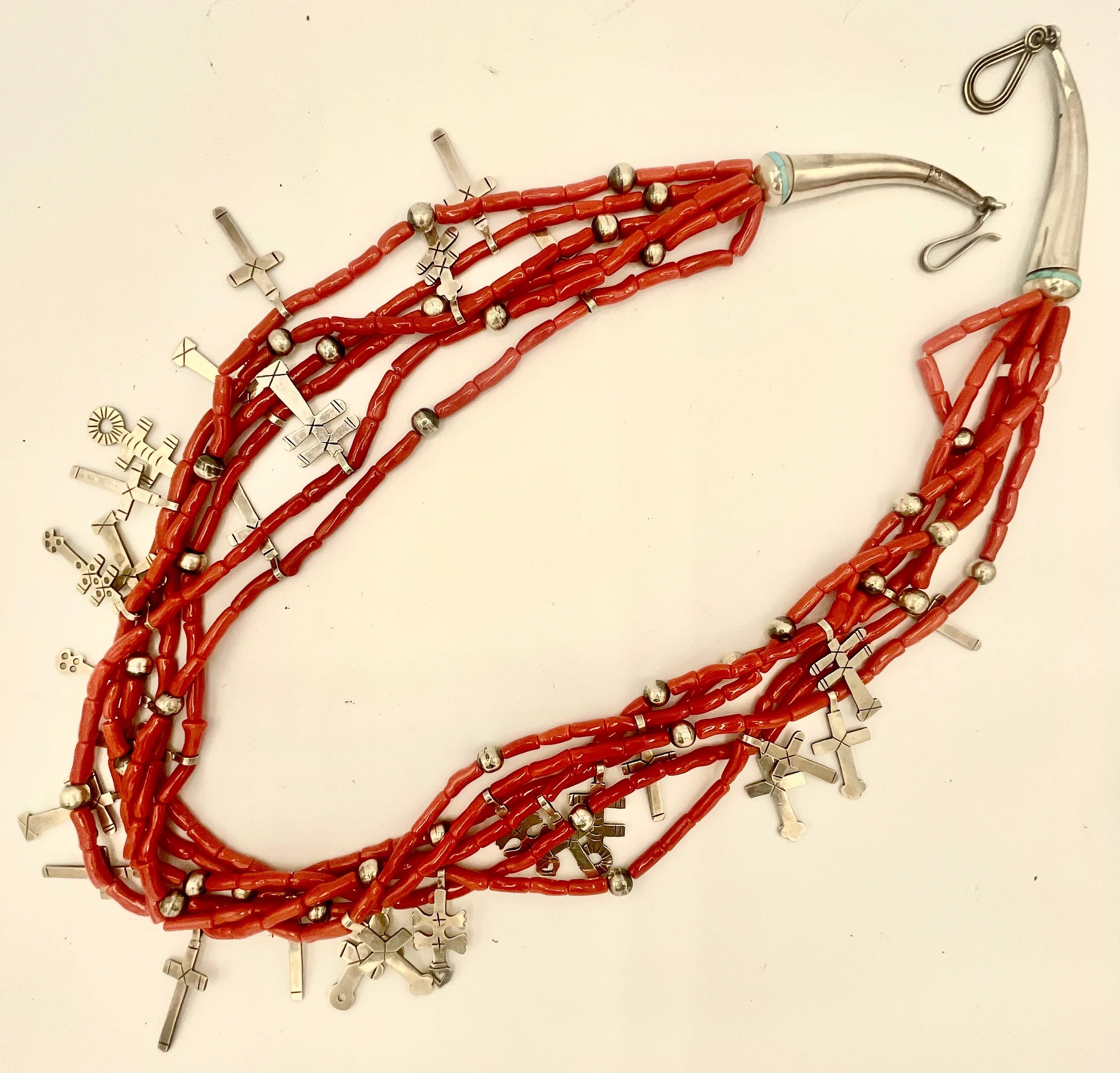 Necklace- Coral w/dragonfly 6 strand Federico Jimenez