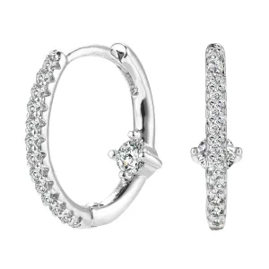 Neila Round CZ Silver Huggie Hoop Earrings