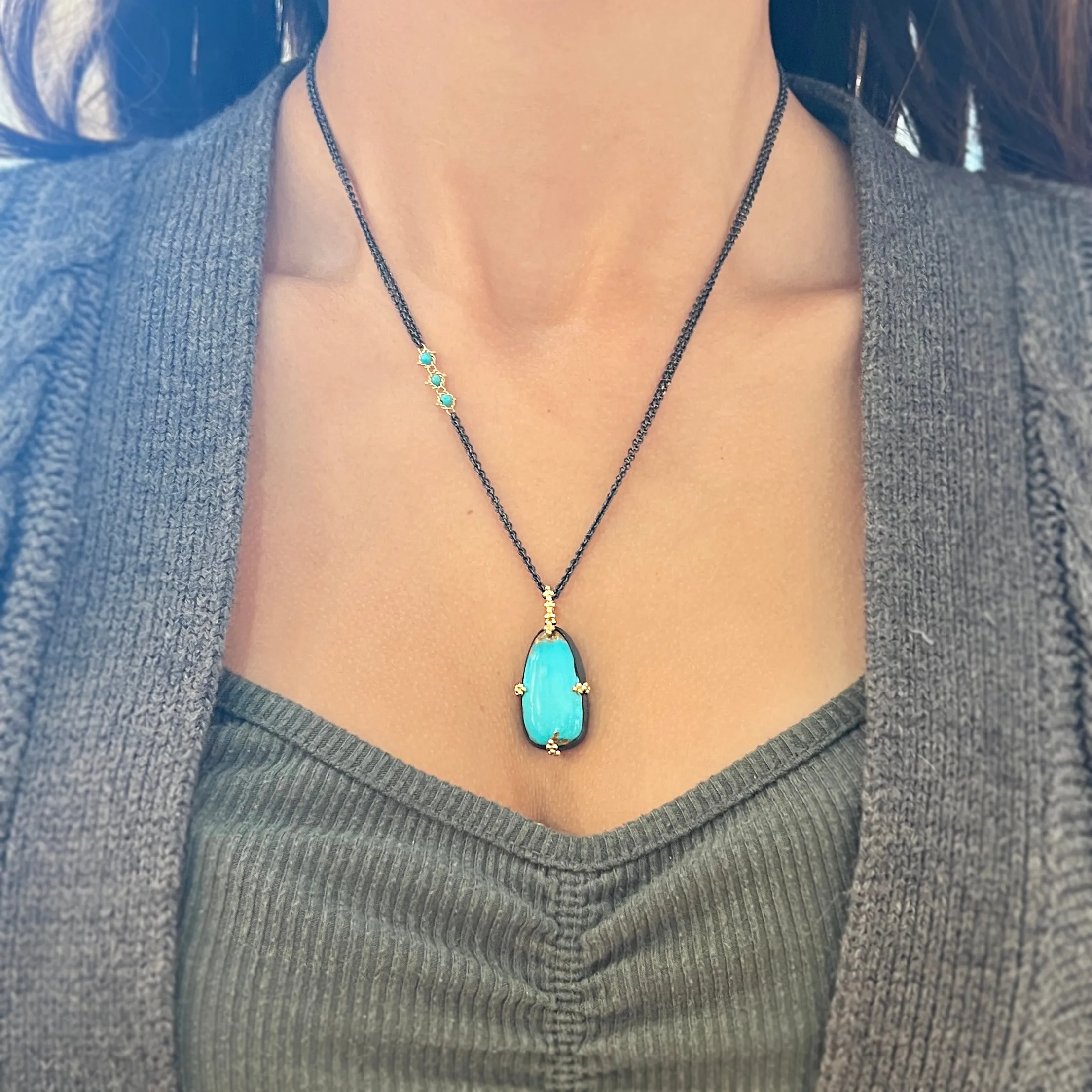 One-of-a-Kind Royston Turquoise Necklace - "Open Sea"