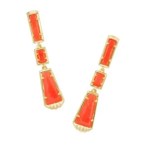 Open Box - Kendra Scott Serena Linear Earrings - Coral Orange